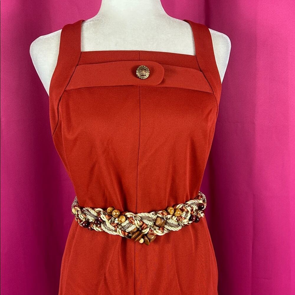 Vintage 70s ADD California orange‎ belted tent dress, size med - L - Picture 2 of 8